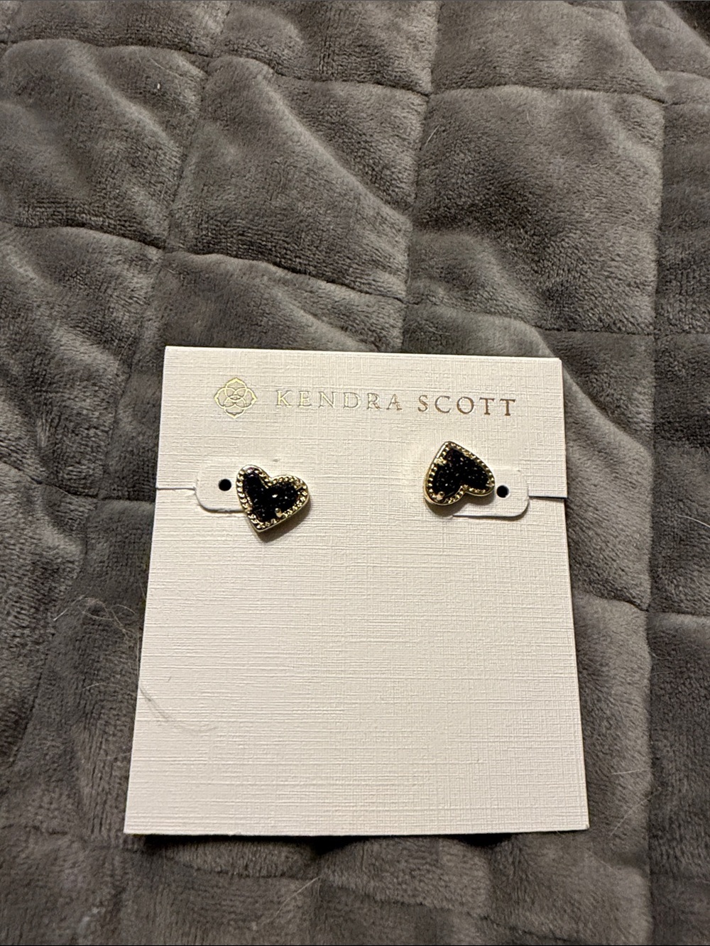 Kendra Scott Black and Gold Heart Stud Earrings